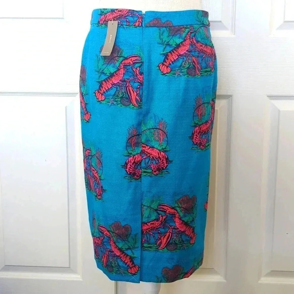 J. Crew Lobster Print Grasscloth Pencil Skirt - Picture 6 of 6